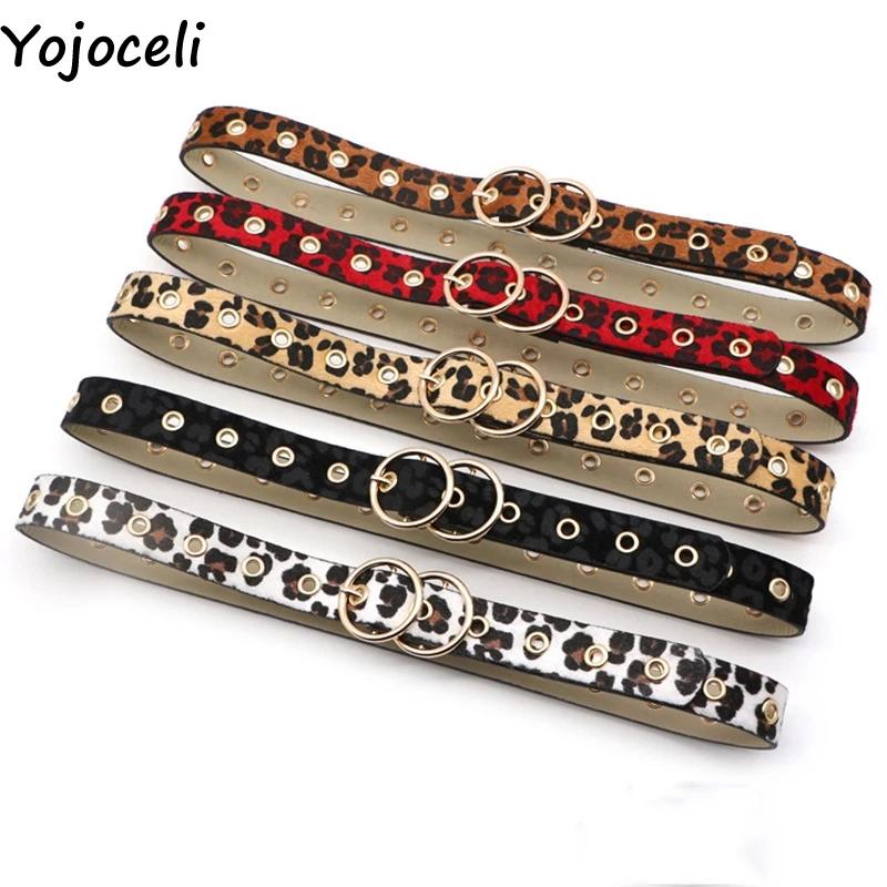Yojoceli ушко пикантные двойной пряжкой leopard пояса Элегантный круг красный тонкая