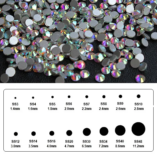 SS16 1440pcs 1440 шт SS3-SS40 Стразы с плоской задней поверхностью и AB для украшения ногтей, обуви и танцевального платья, украшения своими руками - Цвет: SS16 1440pcs