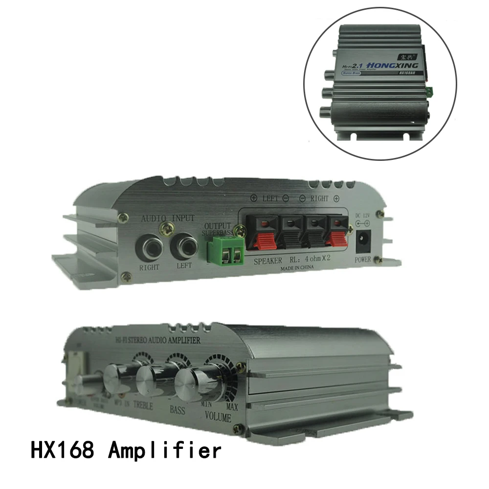 HX-168 Sliver 2.1 Channel Stereo Mini Audio Car Amplifier Subwoofer Out Hi-Fi Connection DC12V Loudspeaker | Автомобили и