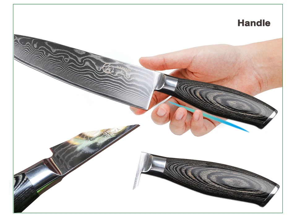 YARENH " дюймов шеф-повар ножи японский Дамасская сталь Santoku кухонные ножи Sharp Кливер ножи для нарезки подарок Ножи