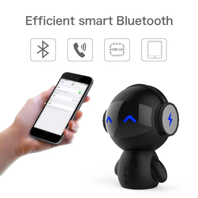 Беспроводной мини-робот-динамик Kuulee TF USB Сабвуфер Bluetooth-совместимые динамики Mp3