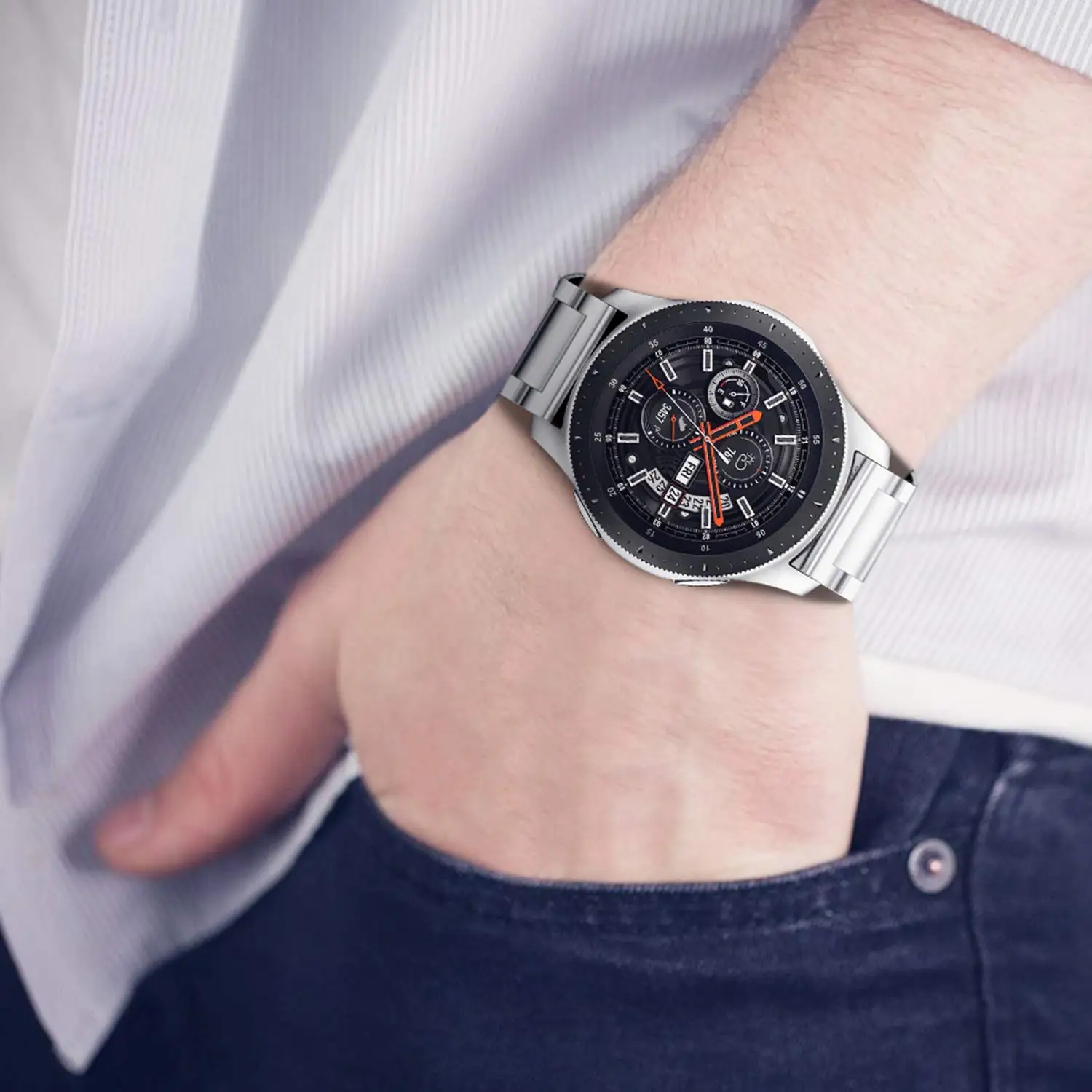 JANSIN металлический сменный ремешок из нержавеющей стали для samsung Galaxy Watch 42 мм 46 мм классический металлический ремешок для часов
