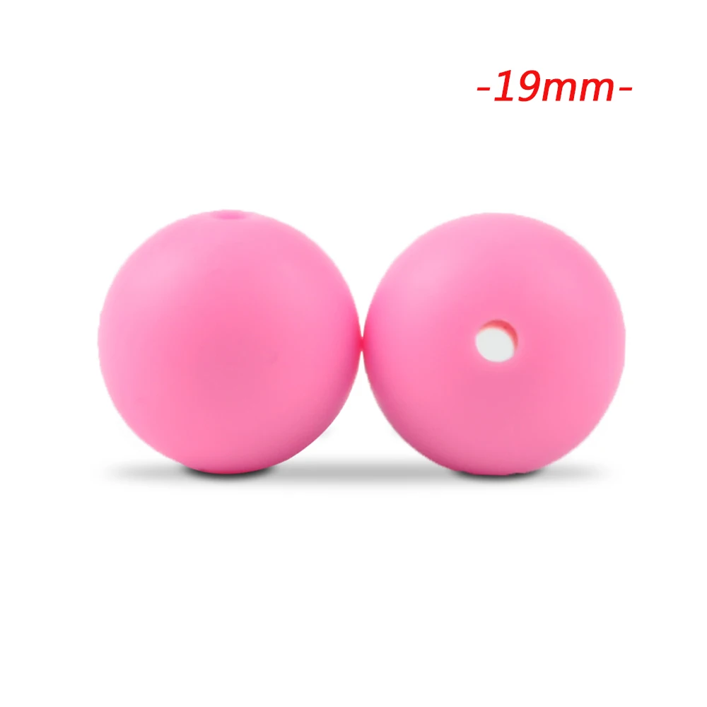 pink LOFCA 10 шт силиконовые бусины 19 мм круглые Детские Прорезыватели без бисфенола пищевая детская игрушка DIY ювелирные изделия ожерелье аксессуары для кормления - Цвет: pink