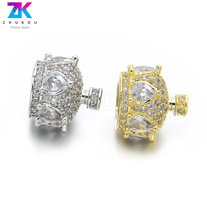 5pcs 12*11mm Sparkling Pumpkin Brass Cubic Zirconia Crown Tassel Caps Diy Jewelry Necklace Findings Accessories Model:VM25 | Украшения и
