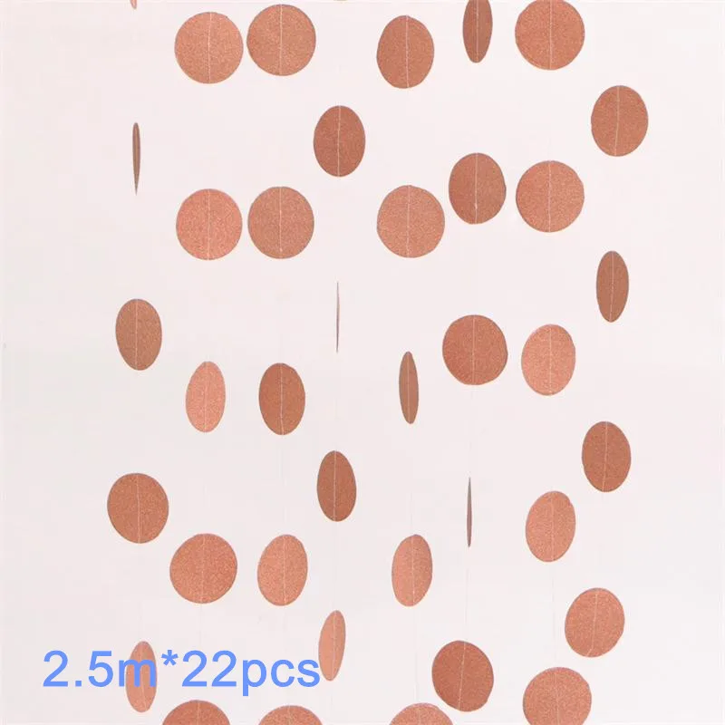 rose gold round Kuchang, 2,3 м, яркие, розовые, золотые, серебряные, Звездные бумажные гирлянды, подвесные гирлянды, баннеры, вечерние украшения, свадебные, на день рождения, для вечеринок - Цвет: rose gold round