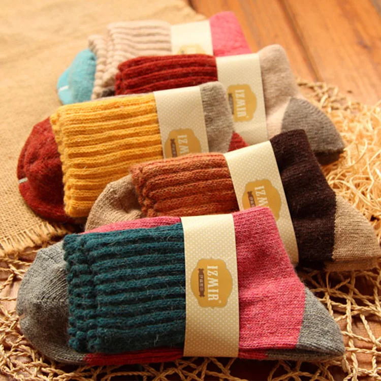 ( 5 пар ) оптовая продажа хлопок носки цвет загущающие дамы шерстяные теплые