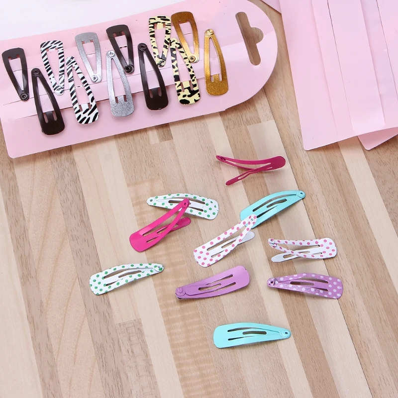 

10 Pcs Cute Colorful Metal Snap Clips Hair Pin Girls Hair Clips Kids Accessories