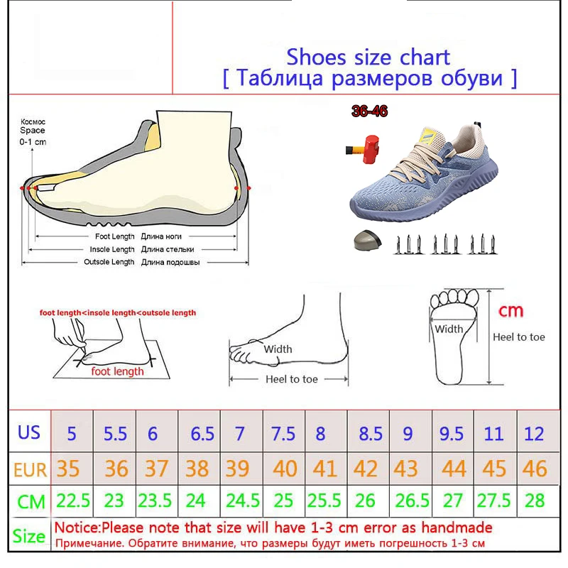 Light Meat Bottom Tendon Safety Shoes Men Deodorant Dreathable Steel Toe Cap anti-perforation Women's Soft Bottom Work Shoes