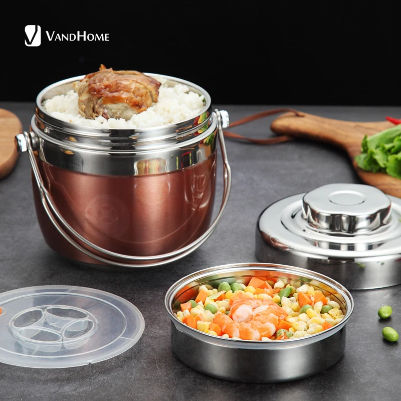 VandHome вакуумный термальный Ланч-бокс 304 из нержавеющей стали Bento коробка
