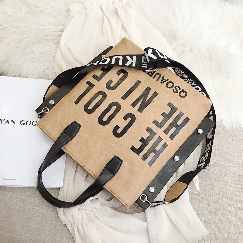 Fashion Handbag Women Letter Soft Messenger Female Shoulder Bags Large Shopping Tote Lady Crossbody Bag Purse | Багаж и сумки