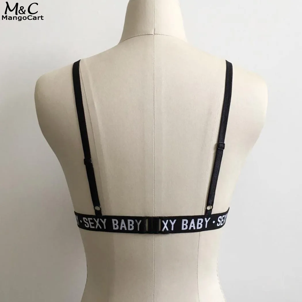 Sexy Bra Women Bralette 2018 Elastic Strap Patchwork Letters Print Crop Tops Bras for 4 Colors |
