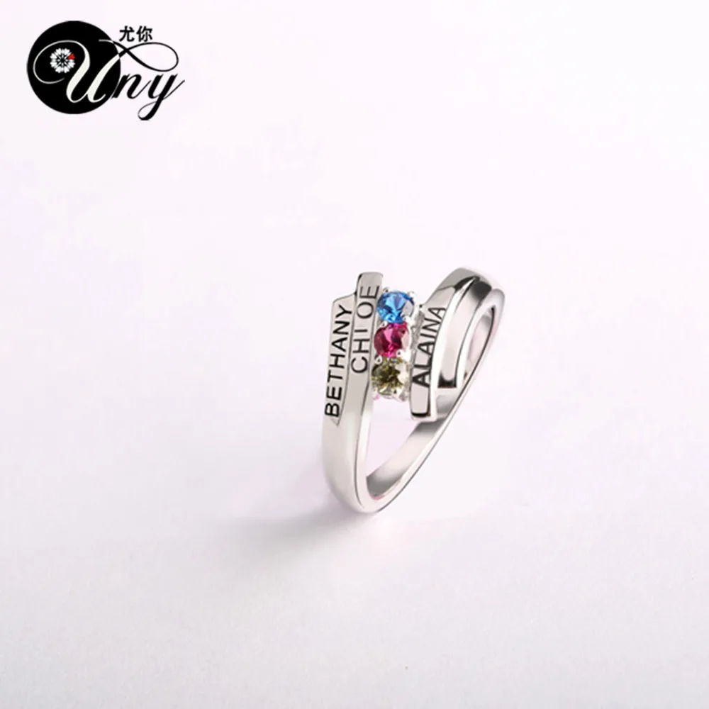 Купить UNY Ring Personalized Anniversary Gifts Rings Love Custom DIY Birthstone Ring 925 Sterling Silver Engrave Heirloom Promise Rings