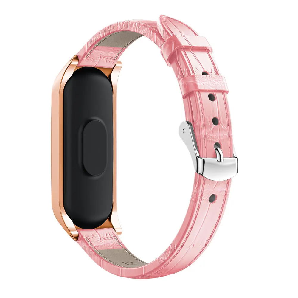 Pink Для Xiaomi mi ремешок 3 кожаный ремешок для часов Ремешок для смарт-часов сменный Браслет ремешок для часов для mi Band 3 ремешки - Цвет: Pink