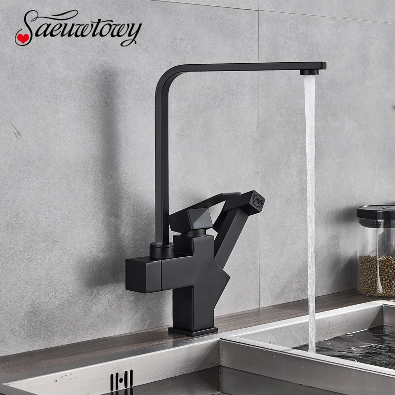 Deck Mout Black Higher Kitchen Faucet hot cold Mixer Tap one Hole single Handle Pull Out Spray Gun Brass Material Lead Free |