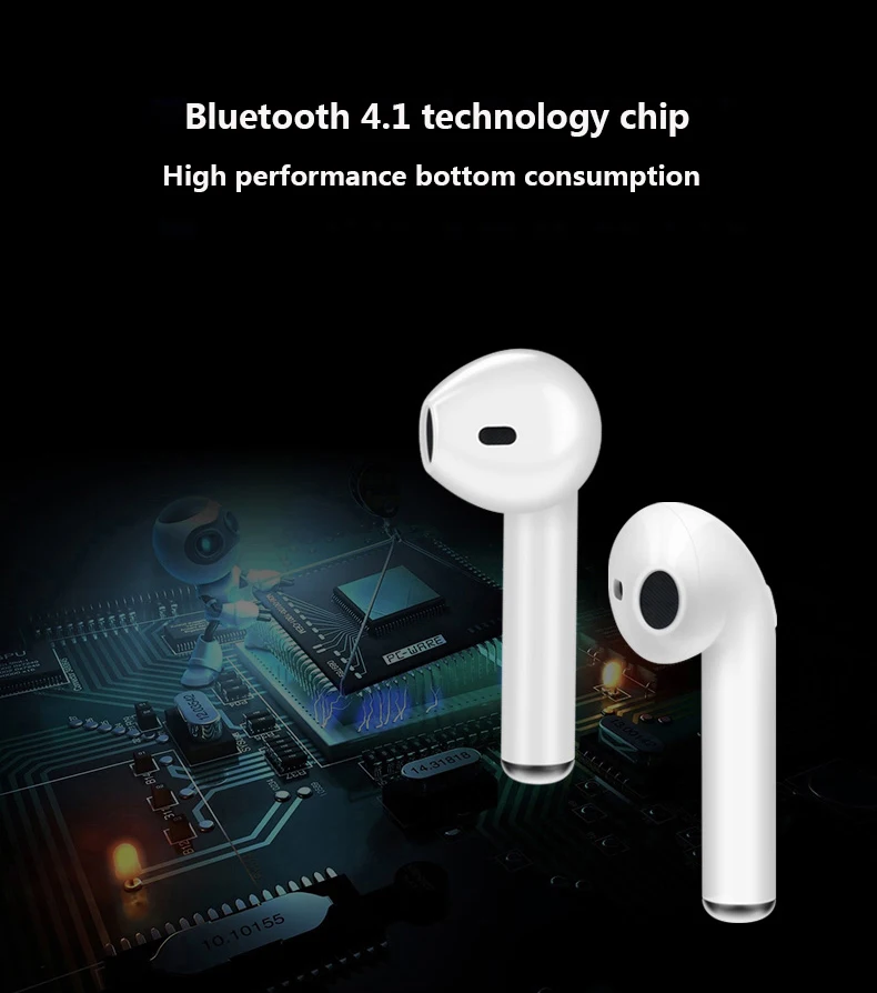 Беспроводные Bluetooth наушники I7s мини гарнитура вкладыши с микрофоном для