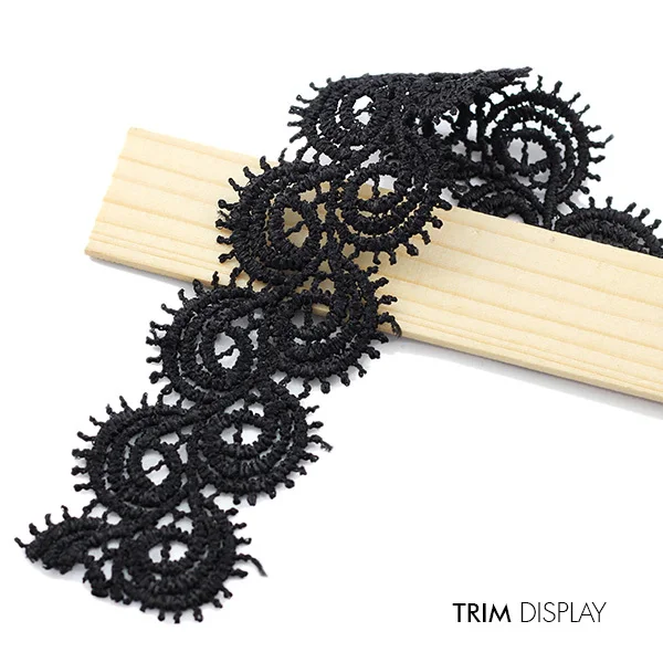 Вышитая черная S-образная кружевная лента для скрапбукинга искусственная