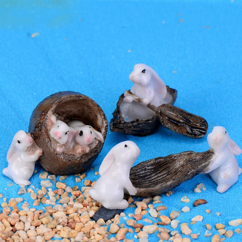 1 шт. миниатюрная Статуэтка кролика лодки капусты|craft resin|craft fairycraft figurines |