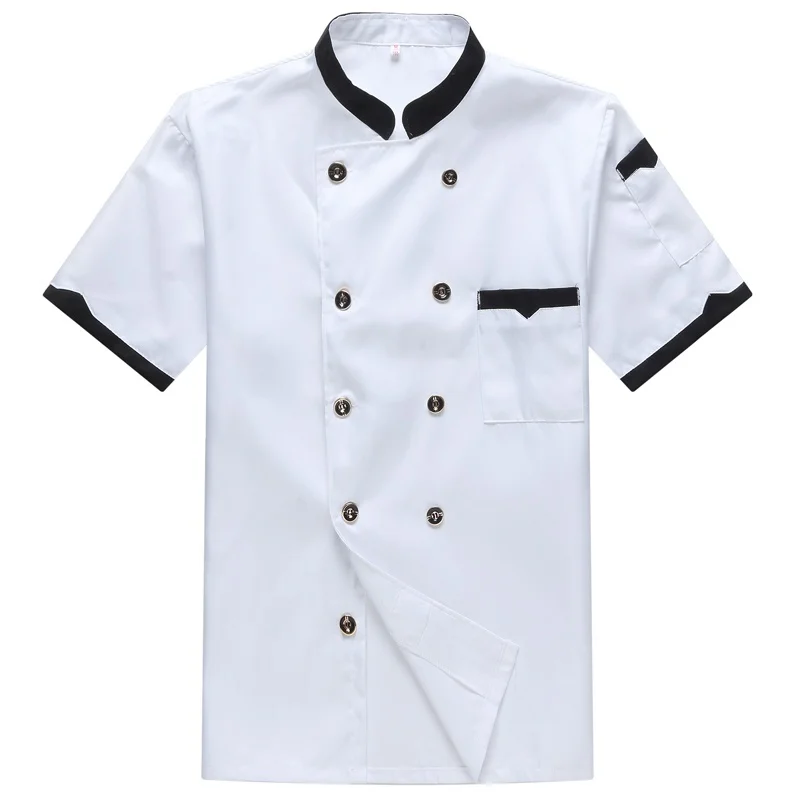 Short Sleeve Шеф-повар форма офицантки Длина рукава: с длинным рукавом Куртка для повара пальто бариста Бейкер Рабочая Униформа одежда для официанта - Цвет: Short Sleeve