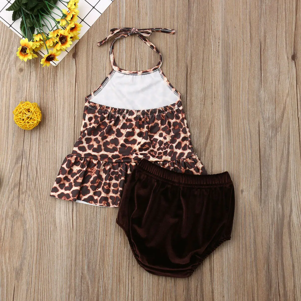 Милый комплект одежды для маленьких девочек лето 2019 хлопок Леопардовый топ без