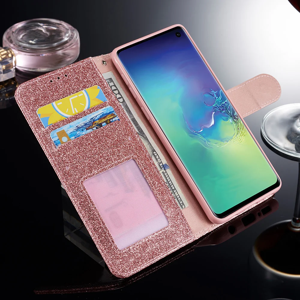 Женский кожаный чехол для Samsung S7 Edge S8 S9 Plus S10 S10E Блестящий блестящий Note 9 8