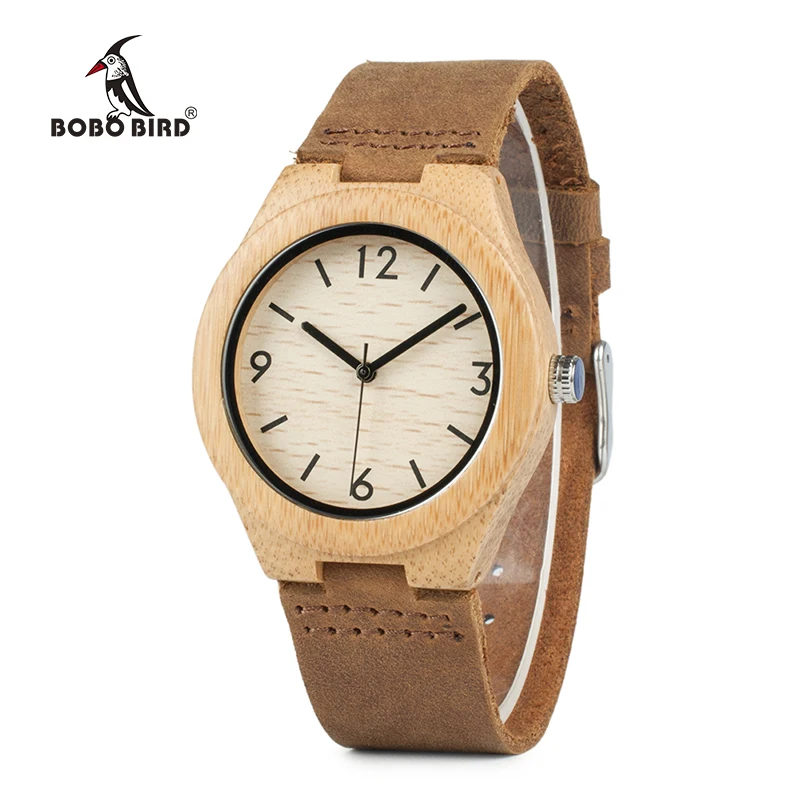 BOBO BIRD WA44 японские кварцевые бамбуковые деревянные часы мягкие кожаные Наручные