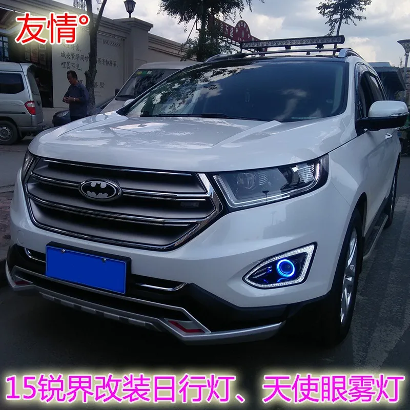 

LED daytime running light DRL + COB angel eye (6 colors ) + projector lens + halogen fog lamp + turn signal for ford edge 2015