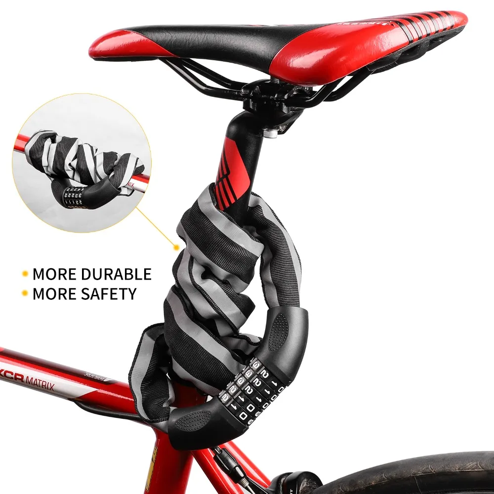 WEST BIKING высокопрочный замок для длинной велосипедной цепи, кодовый пароль, защитный замок, велосипедные аксессуары, Противоугонный замок для мотоцикла и велосипеда