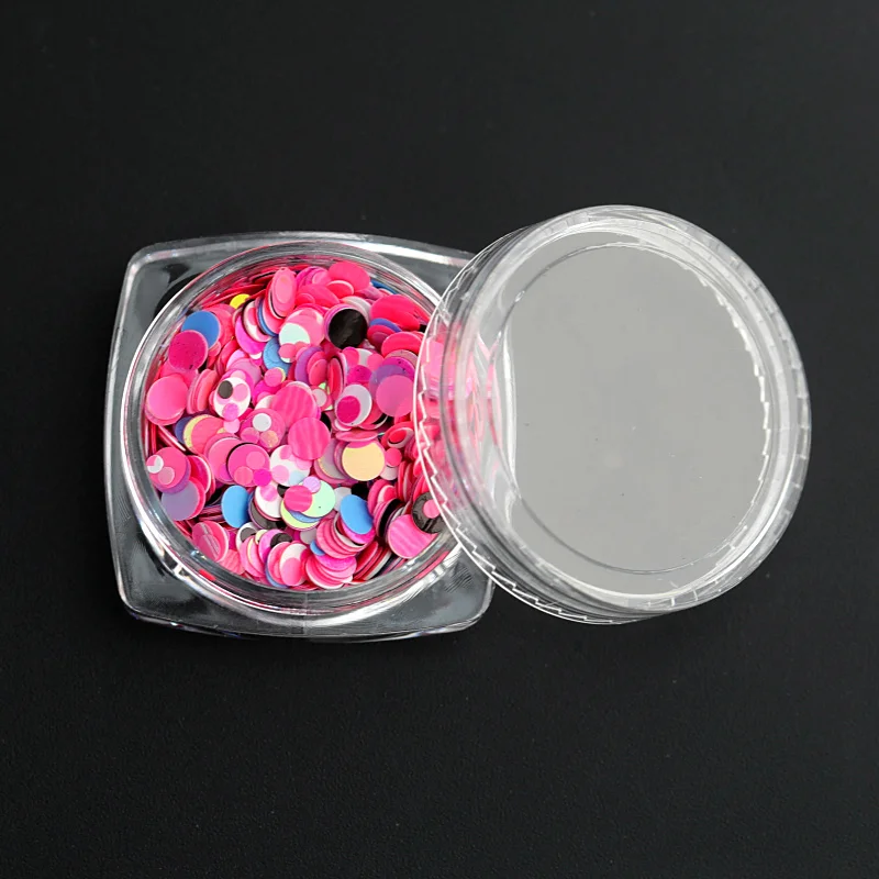 6 цветов разные размеры круглые Блестки для ногтей блестки на клею блестящие