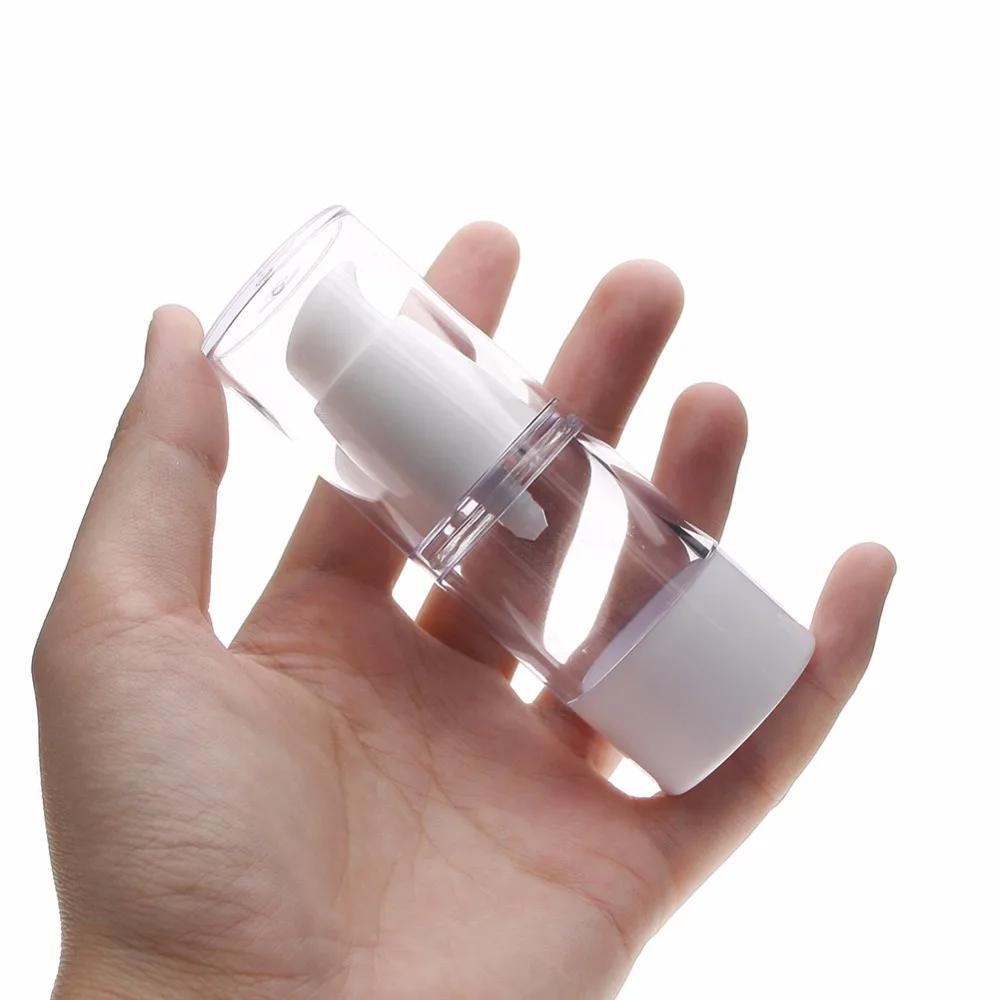 Прозрачный безвоздушный насос 15 мл вакуумный флакон контейнер для туалетных