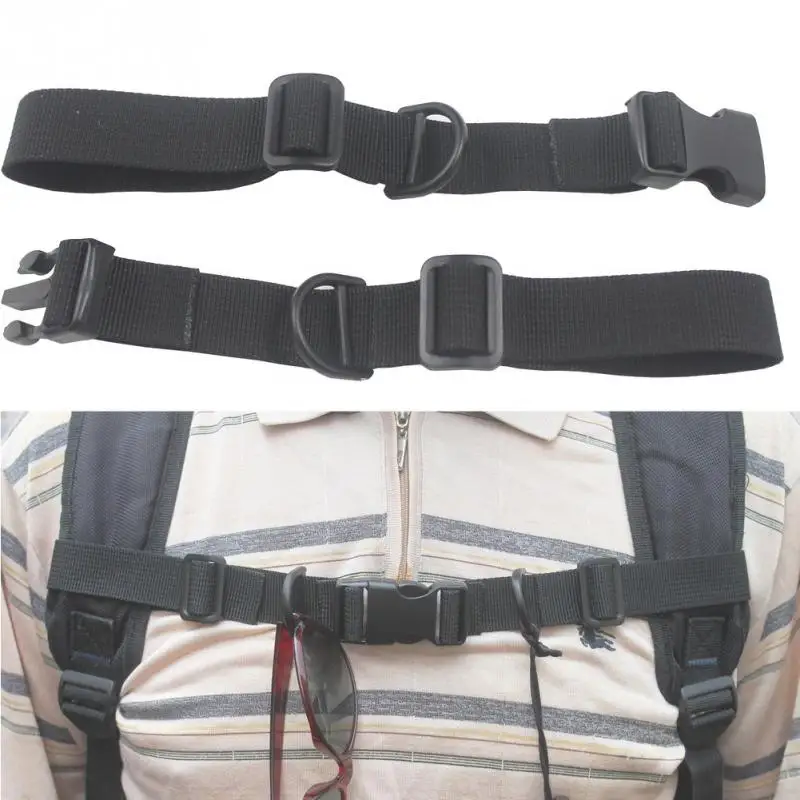 

Chest Strap Adjustable Anti Slip Shoulder Bag Rope Harness Buckled Black Nylon With Whistle Backpack Accessories Outdoor Sports