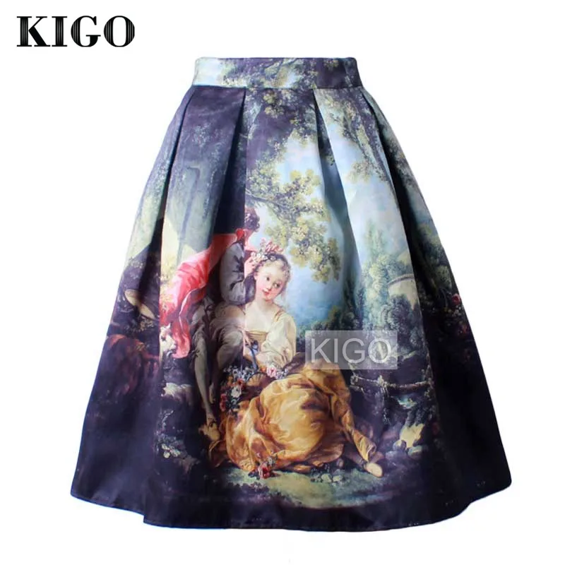 Летняя плиссированная ретро-юбка KIGO винтажная юбка-пачка с высокой талией и