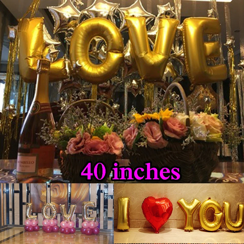 Promotional 1 PCS Big Helium Foil Valentine Graduation Wedding Birthday Party Balloon Decorations Letter Balloons 32 40 Inches | Дом и сад
