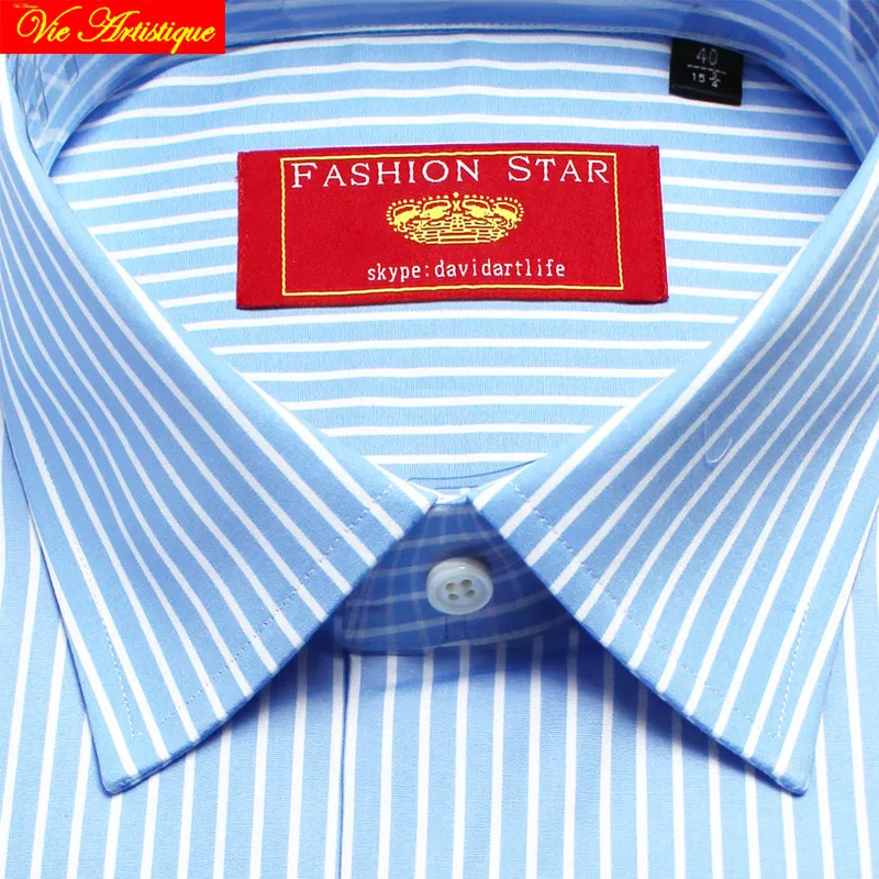 Мужская белая полосатая рубашка с длинным рукавом для малышей синяя приталенная