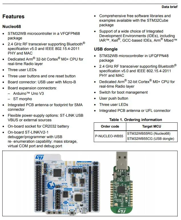 1 шт. х P-NUCLEO-WB55 Наборы для разработки ARM BLE Nucleo пакет, включая usb-ключ и Nucleo-68 с STM32WB55 MCUs