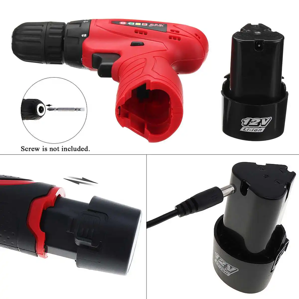 DC12V Cordless Electric Screwdriver Power Screw Driver Drill Tools 1 Battery 1 Charger EU Plug
