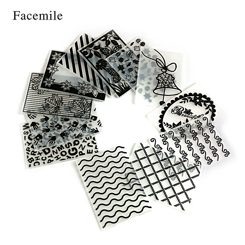 Facemile 1 шт. пластиковая папка с тиснением для скрапбукинга неправильные блоки Тип