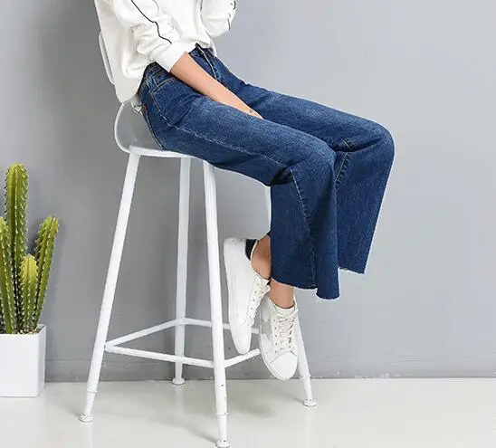 Casual jeans denim plus size cotton blend wide leg pants for women high waist capris autumn spring new fashion loose hdq0701 | Женская