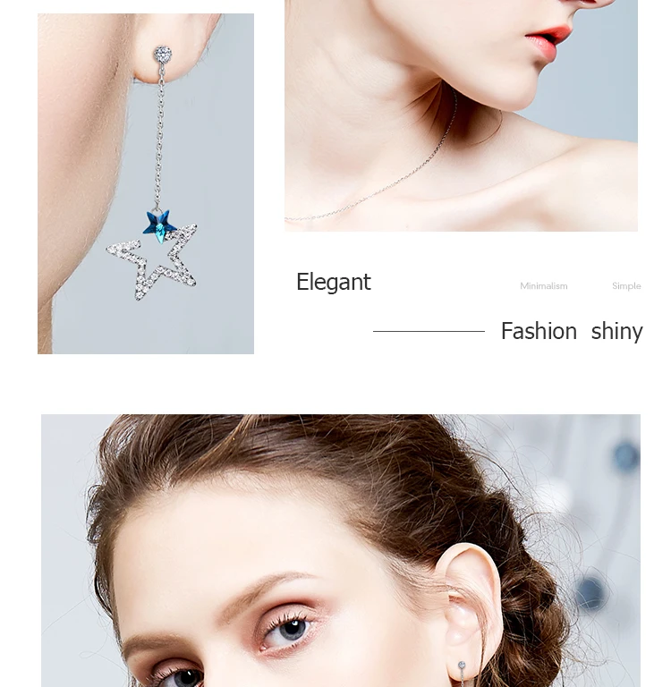 Cdyle Star серьги украшенные кристаллами oorbellen voor vrouwen 925 серебряные серьги ювелирные изделия подарок