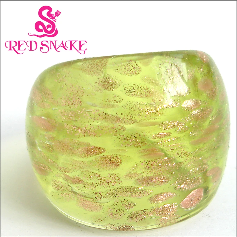 RED SNAKE Fashion Ring Handmade Green with spots translucent Murano Glass Rings |