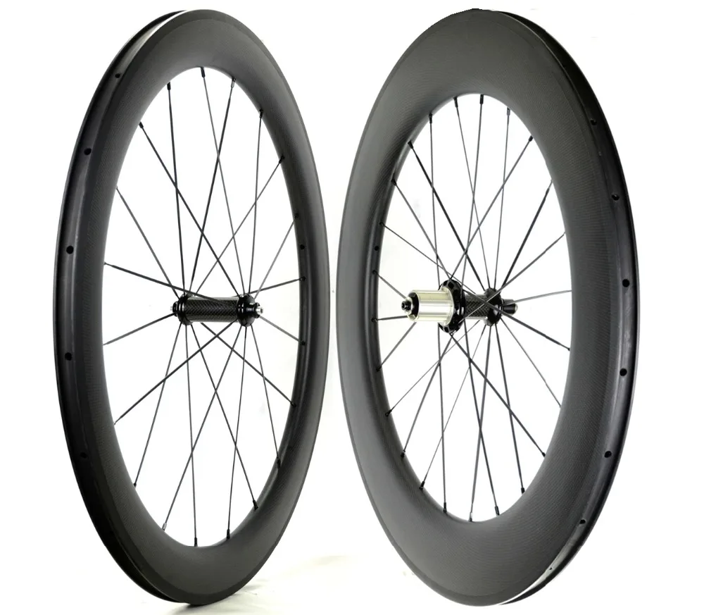 

700C Front 60mm Rear 88mm depth carbon wheels 23mm width Clincher road bike carbon fiber wheelset with Powerway R36 hub
