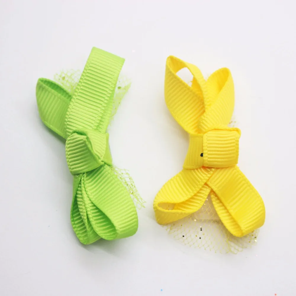 Fashionable 6 pcs/set dark/light multi color plastic hair clips assorted bow knot net barrettes accessories for girls | Детская одежда