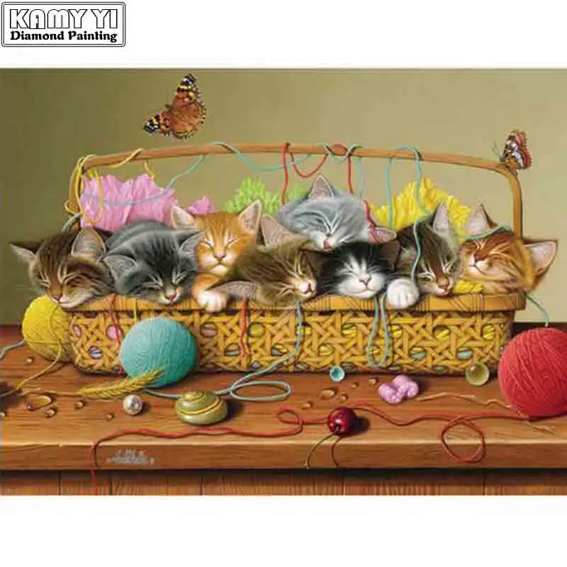 Корзина чехол с рисунком кота Алмазная вышивка DIY рукоделие крестиком на рисунке