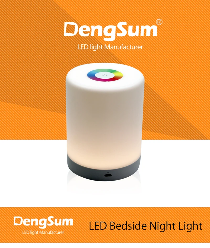 [Dengsum] RGB светодиодный ночной Светильник для создания уютной атмосферы лампа сенсорный Сенсор Настольная лампа с зарядкой 3-х уровневый Яркость прикроватная лампа