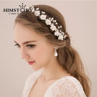 handmade korean bride tiara flower beading crystal hair accessories sweet princess married frontlet bridal accessories