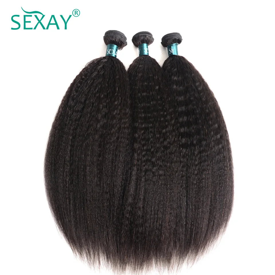 Kinky Straight Hair 1/3 Bundles 10-30inch Sexay Remy Hair Extensions Brazilian Hair Weave Bundles Coarse Yaki Human Hair Bundles