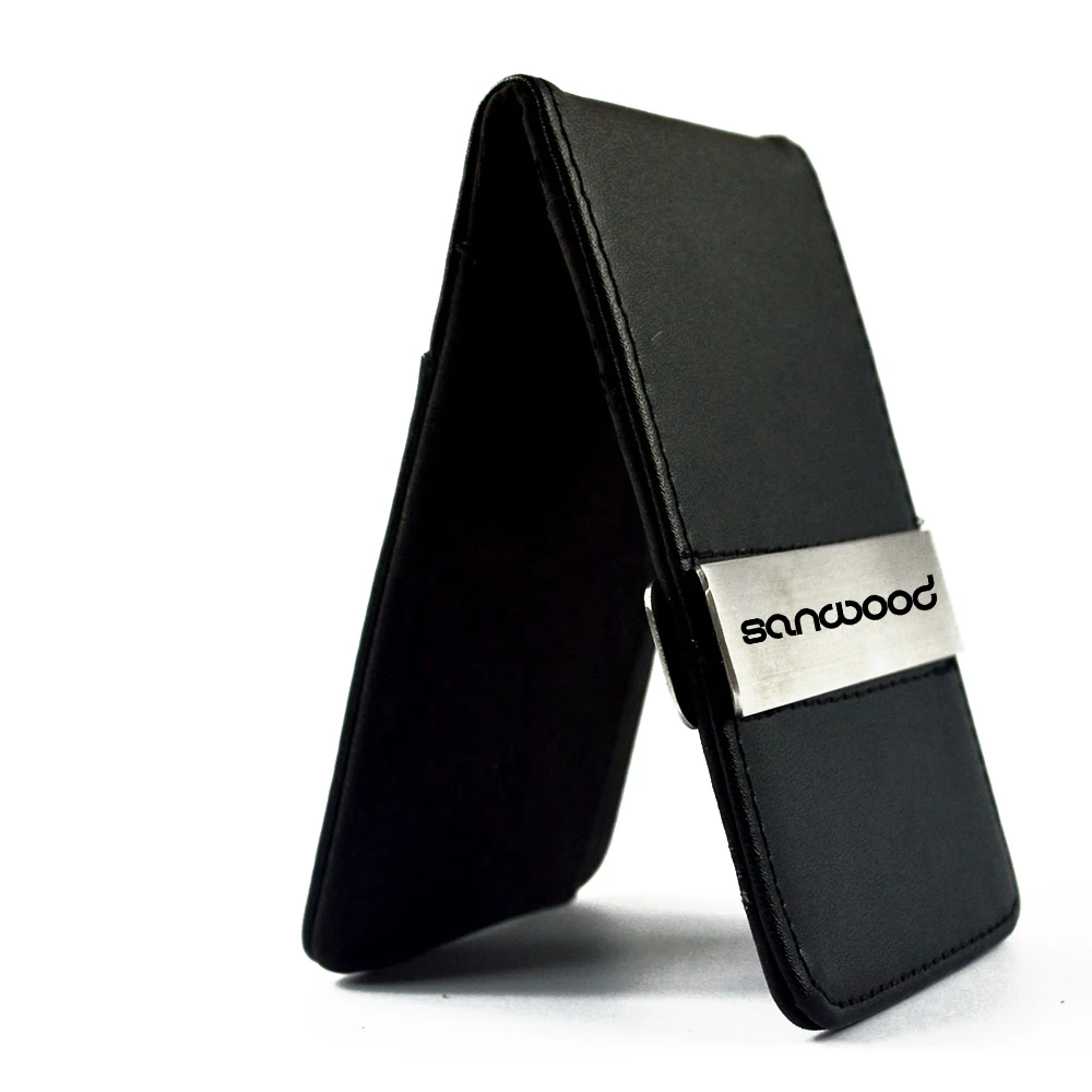 Кошелек двойного сложения мужской кожаный зажим для денег Тонкий кошелек