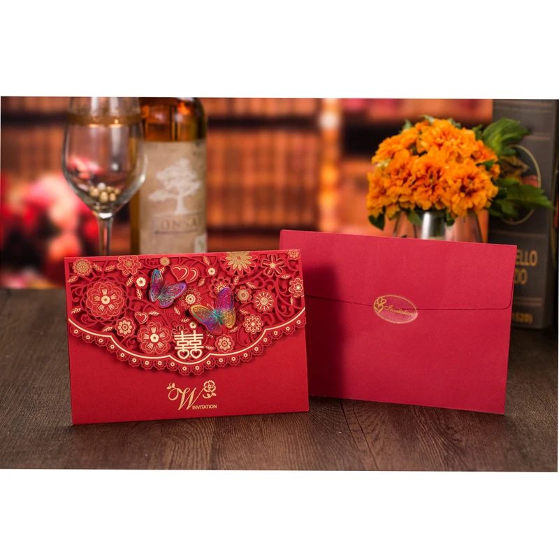 50 шт. свадебные приглашения в виде бабочки открытки поздравительные 3D лазерная