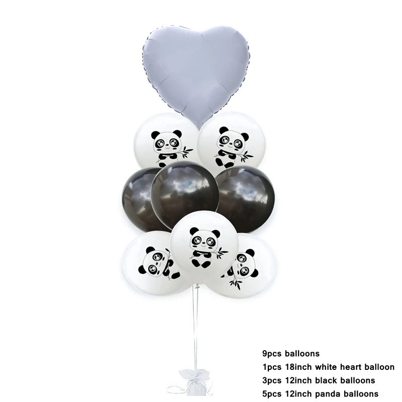 9pcs panda 2 white 1 компл. Прекрасный панда баннер с надписью гирлянда животные мультфильм шары для душа ребенка сувениры День рождения украшения Дети DIY подарок - Цвет: 9pcs panda 2 white
