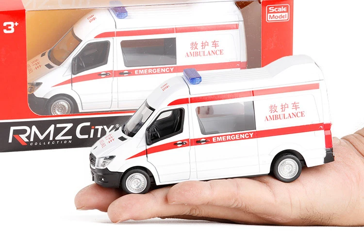 2 with original box RMZ город 1:36 высокая модель Игрушечная машина Металл Benz Sprinter Полицейская машина скорой помощи сплав модель автобуса для детей Коллекция подарков - Цвет: 2 with original box