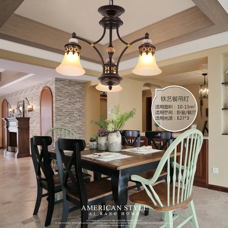 Американский кантри Европейский стиль 5 световая люстра с алебастровое стекло